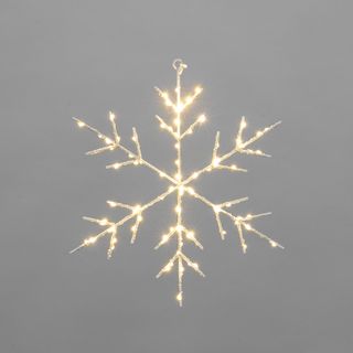 Снежинка подвесная на металлическом каркасе 30 см, 84 LED, теплый белый, питание 2хАА (не в комплект