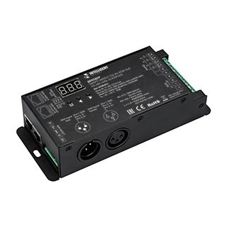 INTELLIGENT ARLIGHT Декодер SMART-DMX512-104-83-RDM-SUF (12-48V, 4x8A, XLR3/RJ45) (IARL, IP20 Металл