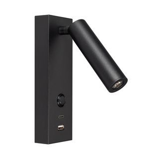 Светильник SP-BED-CHARGE-S60x125-3W Warm3000 (BK, 20 deg, 230V, USB-A, USB-C) (Arlight, IP20 Металл,